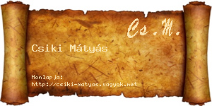 Csiki Mátyás névjegykártya
